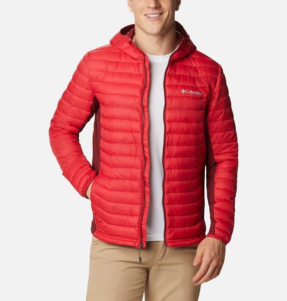 Columbia Powder Pass Hooded Jacket Red For Men's NZ56241 New Zealand